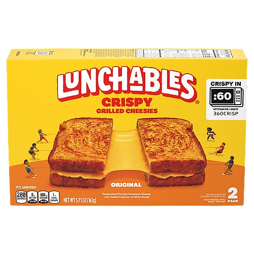 Lunchables Crispy Grilled Cheesies, Original American Cheese Sandwich, 2 Pack