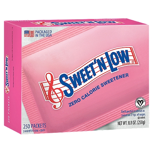 Sweet'N Low Zero Calorie Sweetener, 250 count, 8.8 oz
Do you believe that sweeter is better?
Then you'll love Sweet'N Low® zero calorie sweetener, America's favorite little pink packet. Sweet'N Low dissolves quickly in hot or cold beverages and brings the sweetness you love to all your favorite food and drinks, without the extra calories!