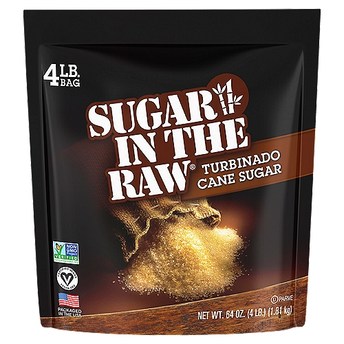 Sugar In The Raw® premium sugar is made from natural, non-GMO sugar cane. Its natural molasses produces a distinctive taste and gives a golden color to the large jewel-like crystals.*n*Because sugar cane is natural, crystals may cluster and color may vary. nnUse Sugar In The Raw® turbinado sugar in place of ordinary refined sugar, and savor the authentic rich flavor.