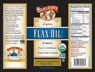 Barlean's Flax Oil Supplement - Highest Lignan Content, 16 fl oz