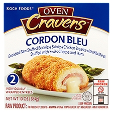 Koch Foods Oven Cravers Cordon Bleu, 2 count, 10 oz, 10 Ounce