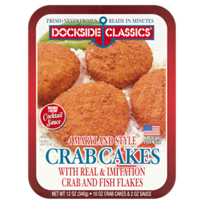 Dockside Classics Maryland Style Crab Cakes, 4 count, 12 oz, 12 Ounce