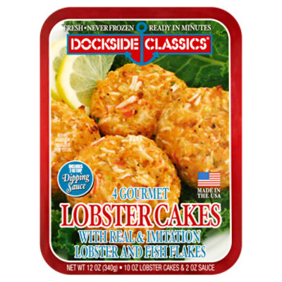 Dockside Classics Gourmet Lobster Cakes with Dipping Sauce, 4 count, 12 oz, 12 Ounce