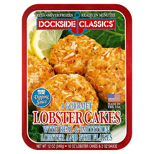 Dockside Classics Gourmet Lobster Cakes with Dipping Sauce, 4 count, 12 oz