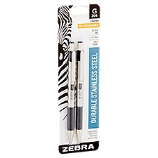Zebra Retractable Gel Pen - Medium - Black, 2 Each