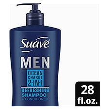 Suave Men 2-in-1 Shampoo and Conditioner Ocean Charge 28 oz, 4 count, 28 Ounce