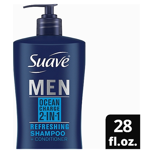 Suave Men 2-in-1 Shampoo and Conditioner Ocean Charge 28 oz, 4 count