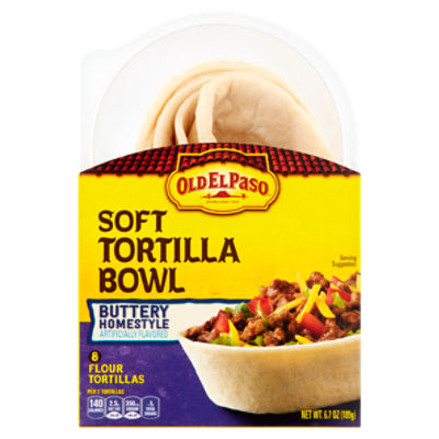 Old El Paso Buttery Homestyle Soft Tortilla Bowl, 8 count, 6.7 oz, 6.7 Ounce