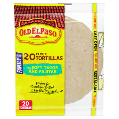 Old El Paso Flour Tortillas for Soft Tacos and Fajitas Family Size, 20 count, 16.4 oz