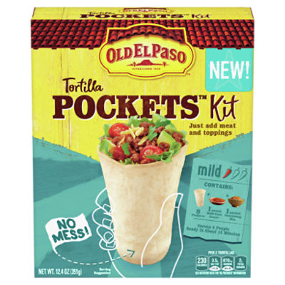 Old El Paso Mild Tortilla Pockets Kit, 12.4 oz