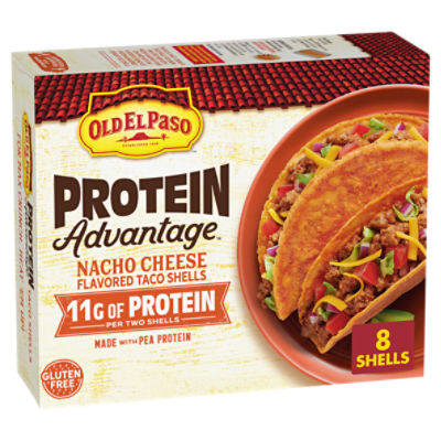 Old El Paso Protein Advantage Nacho Cheese Flavored Taco Shells, 8 count, 4.52 oz