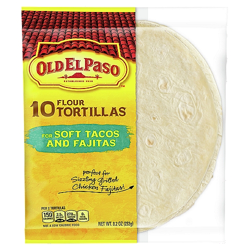 Old El Paso Flour Tortillas for Soft Tacos and Fajitas, 10 count, 8.2 oz