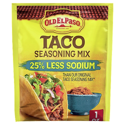 Old El Paso 25% Less Sodium Taco Seasoning Mix, 1 oz