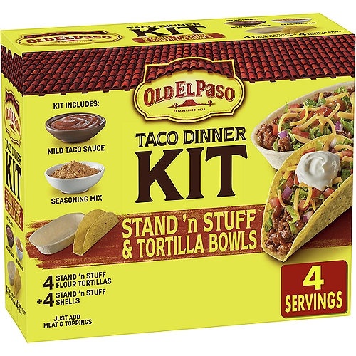 Old El Paso Stand 'N Stuff & Tortilla Bowls Hard & Soft Taco Dinner Kit, 9.4 oz