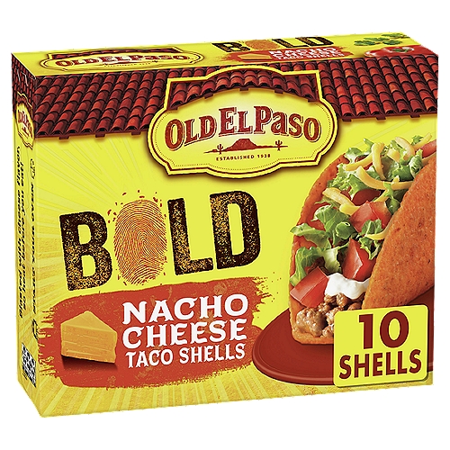Old El Paso Bold Nacho Cheese Flavored Taco Shells, 10 count, 5.4 oz
