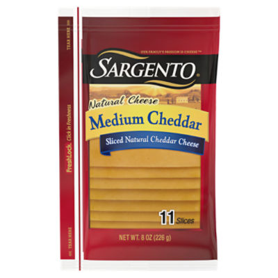 Sargento Sliced Natural Medium Cheddar Cheese, 11 count, 8 oz