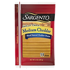 Sargento® Sliced Medium Natural Cheddar Cheese, 11 slices, 8 Ounce