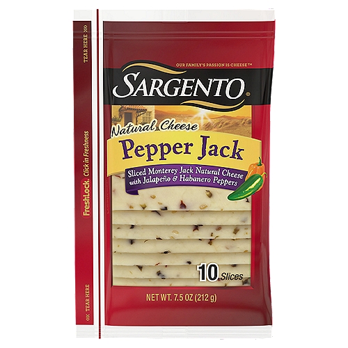 With a spicy, hot kick infused with a smooth, delicate finish, our sliced Monterey Jack cheese blended with habanero and jalapeno peppers provides the best of both ends of the flavor scale. The perfect addition to a turkey or roast beef sandwich, or atop crackers for a great afternoon snack.