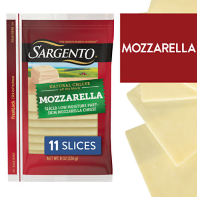 Sargento Sliced Mozzarella Natural Cheese, 11 Count, 8 oz, 8 Ounce