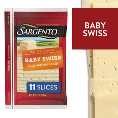 Sargento Sliced Baby Swiss Natural Cheese, 11 count, 7 oz