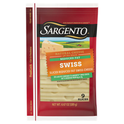 Sargento Sliced Reduced Fat Swiss Natural Cheese, 9 count, 6.67 oz