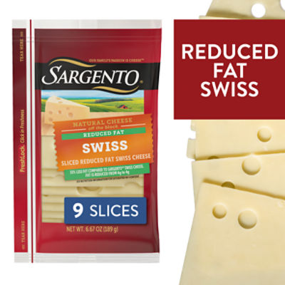 Sargento Sliced Reduced Fat Swiss Natural Cheese, 9 Count, 6.67 oz, 6.67 Ounce