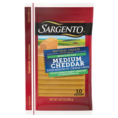 SARGENTO Sliced Reduced Fat Medium Natural Cheddar Cheese, 10 count, 6. ...