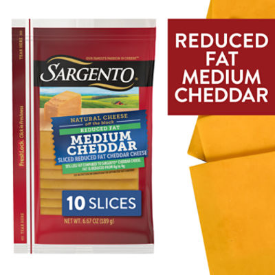 Sargento Sliced Reduced Fat Medium Natural Cheddar Cheese, 10 count, 6.67 oz
