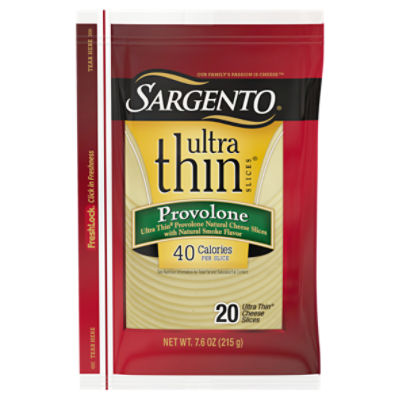 Sargento Ultra Thin Slices Provolone Natural Cheese with Natural Smoke Flavor, 20 count, 7.6 oz