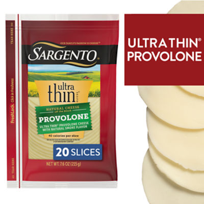 Sargento Ultra Thin Provolone Natural Cheese, 20 Count, 7.6 oz