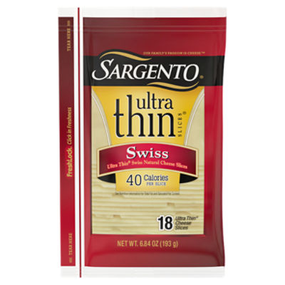 Sargento Swiss Natural Cheese Ultra Thin Slices, 18 slices