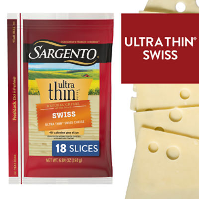 Sargento Ultra Thin Swiss Cheese, 18 Count, 6.84 oz, 6.84 Ounce