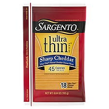 SARGENTO Ultra Thin Slices Sharp Natural Cheddar Cheese, 18 count, 6.84 oz, 6.84 Ounce
