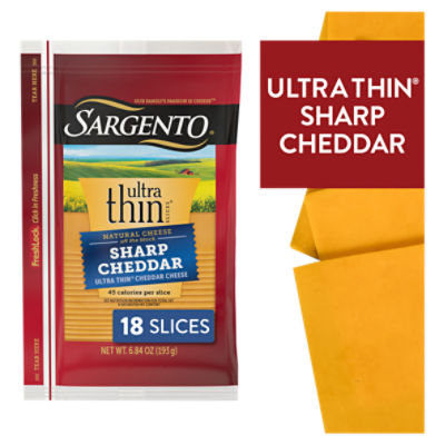 Sargento Ultra Thin Sharp Cheddar Cheese, 18 Count, 6.84 oz