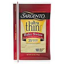 Sargento Baby Swiss Natural Cheese Ultra Thin Slices, 18 Each