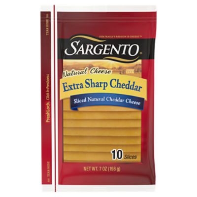 Sargento Sliced Extra Sharp Natural Cheddar Cheese, 10 count, 7 oz
