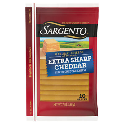 Sargento Sliced Extra Sharp Natural Cheddar Cheese, 10 count, 7 oz