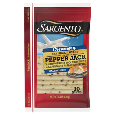 Sargento Creamery Sliced Pepper Jack Natural Cheese, 10 count, 6 oz