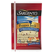 SARGENTO Creamery Sliced Pepper Jack Natural Cheese, 10 count, 6 oz