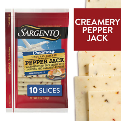 Sargento Creamery Sliced Pepper Jack Natural Cheese, 10 Count, 6 oz