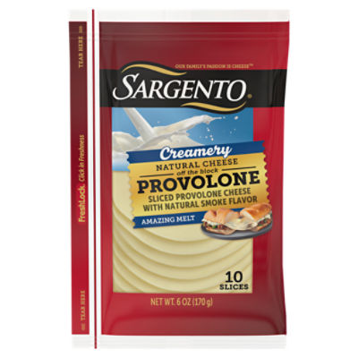 SARGENTO Creamery Sliced Provolone Natural Cheese, 10 count, 6 oz