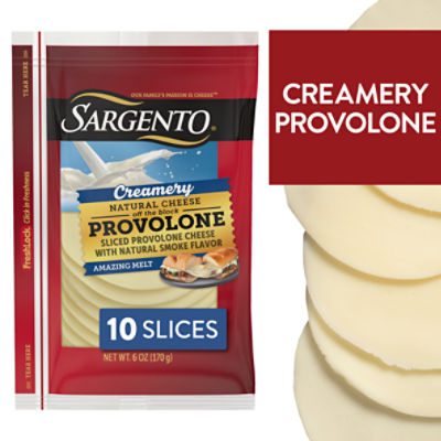 Sargento Creamery Sliced Provolone with Natural Smoke Flavor Natural Cheese, 10 count, 6 oz