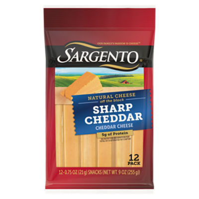 Sargento Sharp Natural Cheddar Cheese Snacks, 0.75 oz, 12 count