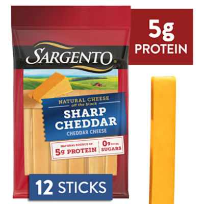 Sargento Sharp Cheddar Natural Cheese Snacks, 0.75 oz, 12 Count, 9 Ounce