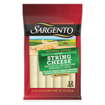 Sargento Natural Light String Cheese Snacks, 0.75 oz, 12 count