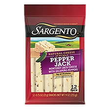 Sargento Cheese Snack Sticks Pepper Jack Natural, 12 Each