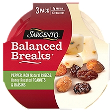 SARGENTO Balanced Breaks Pepper Jack Natural Cheese, Peanuts & Raisins, 1.5 oz, 3 count