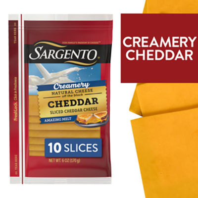 Sargento Creamery Sliced Cheddar Natural Cheese, 10 count, 6 oz