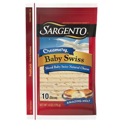 Sargento Creamery Sliced Baby Swiss Natural Cheese, 10 count, 6 oz