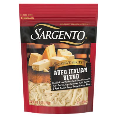 Sargento Reserve Series Shredded Aged Italian Blend Natural Cheese, 6 oz